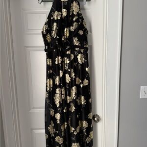 Elegant Black and Gold Floral Dress